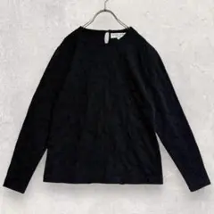 HANAE MORI ハナエモリ 長袖 カットソー M 立体模様 黒【2288】