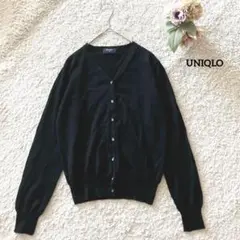 ユニクロ ウーマン ブラック カーディガン M ウール100 UNIQLO