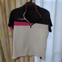 DIADORA スポーツポロシャツ 黒/白/ピンク