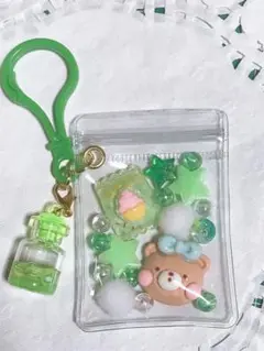 キャンディーバッグキーホルダー くま グリーン系