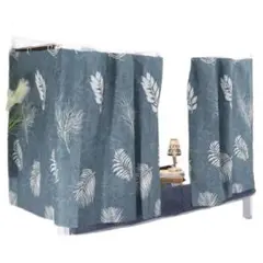 美品✨2段ベットの仕切りカーテン ブルー 葉模様120x200cm 2枚組