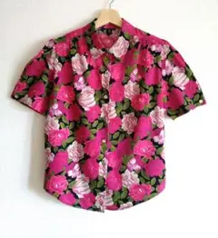 DIFFUSION BY MIMO MODA 花柄 半袖シャツ 肩パッド レトロ