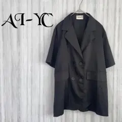 【AI-YC】 シャツ ジャケット風 半袖 ダブルボタン 軽羽織り 体型カバー