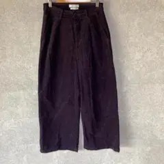 サムシング（S）コーデュロイタックワイドパンツ＊日本製＊ストレッチ＊パープル