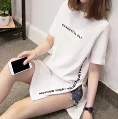 【クリアランスセール】夏　Tシャツ　XL　白　ゆったり　新作　オーバーサイズ