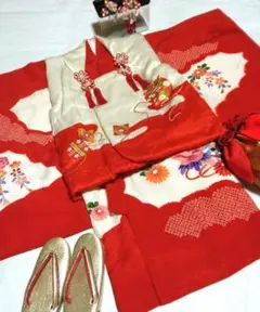 正絹⭐幼い時から本物志向!鹿の子絞り、桶絞りu0026糸目友禅産着~三歳七五三お祝い着