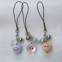 合格祈願㊗️【N】ペイントだるまビーズのキーホルダー3つセット
