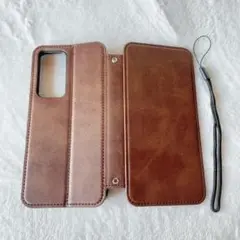 手帳型ケース ストラップ付きXiaomi 12TPro ケース ブラウン