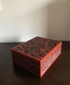 時代 堆朱 鳳凰 吉祥文 文房四宝 文庫箱 文箱 硯箱 書箱 伝統工芸 漆器