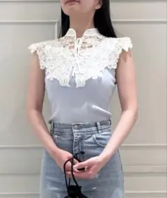 SNIDEL レースカラーノースリニット