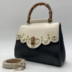 《日本限定》GUCCI ニムウェア ハンドバッグ 2way バンブー パール 黒