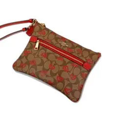 美品 正規品 コーチ COACH クラッチバッグ シグネチャー レザー ハート