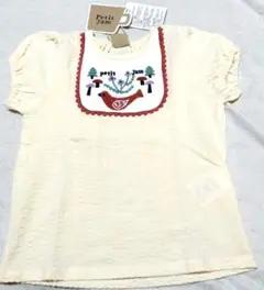 petit jam 刺繍入り　オフホワイトトップス