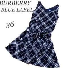BURBERRYバーバリーブルーレーベル ウール ワンピース チェック 36 S