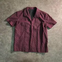 【ヴィンテージ】総柄刺繍　半袖　ボタンレスジャケット　古着used SM7