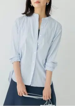 23区 CANCLINIバンドカラーシャツ　大きめサイズ44