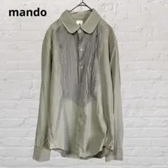mando♡マンド シルク混 長袖Tシャツ フロントタックブラウス　グレー系 L
