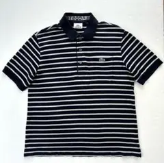 Lacoste メンズ ストライプ ポロシャツ サイズ5 ネイビー×ホワイト