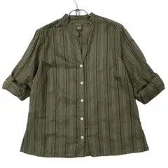美品 Eddie Bauer ノーカラーシャツ レディース L