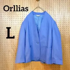 【Orllias】レディース ノーカラージャケット L ふじいろ レトロ
