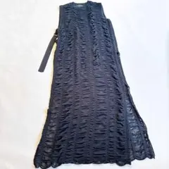 美品　ユナイテッドトウキョウ　シャーリングニットワンピース　　黒