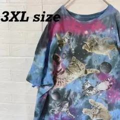 仲里依紗着用モデル　　ウルトラオーバーサイズ　宇宙ネコTシャツ タイダイ