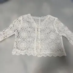 ホワイト ハンドメイドカーディガン