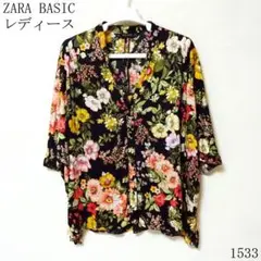 ZARA BASIC フラワープリント 半袖シャツ L