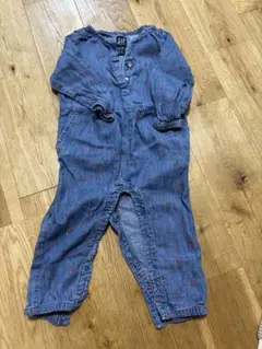 GAP デニムブルー 花柄ロンパース