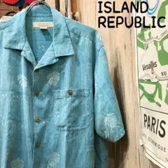 ISLAND REPUBLIC シルク製アロハシャツ L 古着 (1762)