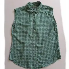 UNIQLO ノースリーブシャツ S グリーン幾何学模様