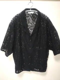 Lax Dan Tia シャツ·ブラウス　半袖　　黒レース　　Lサイズ