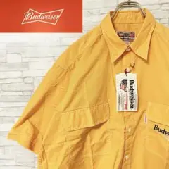 【新品未使用】訳あり バドワイザー 半袖シャツ 刺繍ロゴ オレンジ L