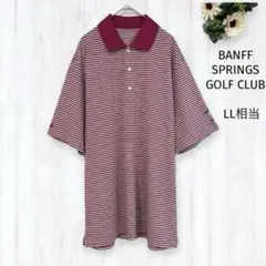 美品★BANFF SPRINGS 半袖ポロシャツ ゴルフウェア LL ボーダー