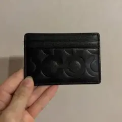 COACH 黒レザー エンボス加工 カードケース