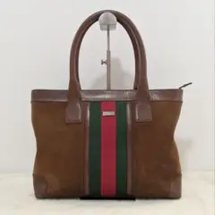 ✨GUCCI✨トートバッグ レザー×スエード シェリーライン ブラウン