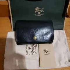 良品 イルビゾンテ ミドルウォレット 長財布 ブラック シボ革