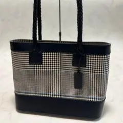 極美中古 ラルフローレン 千鳥格子 本革 RALPH LAUREN トートバッグ
