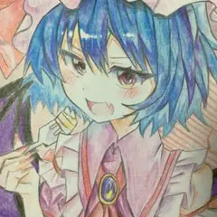 色紙　レミリア・スカーレット　手描きイラスト