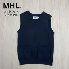 ◆ MHL. エムエイチエル コットン リネン クルーネック ニット ベスト