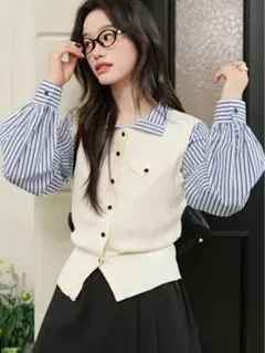 Kuose ストライプ長袖シャツ
