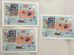 イギリスの陶芸家・画家　ポーリー・ファーン　の　ポストカード　はがき　3枚