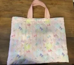 レッスンバッグ 手提げ袋 ピンク ハート リボン 花柄