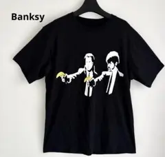 BanksyバナナデザインTシャツブラック メンズLサイズ