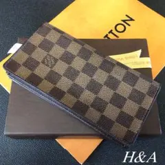 LOUIS VUITTON ダミエ エベヌ マチ付き札入れ長財布 小銭入れ無し