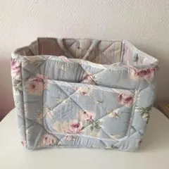 【サマーセール】花柄キルティング収納バスケット