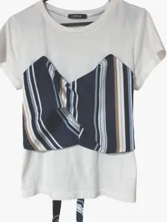 REGUM ストライプ クロスデザイン Tシャツ M