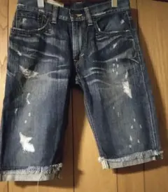 ヒゲ縦落ち ダメージ EDWIN503 デニムショートパンツ W29