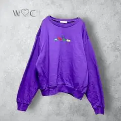 【W♡C ダブルシー】　恐竜　刺繍　トレーナー　スウェット　紫　洗える　ゆったり