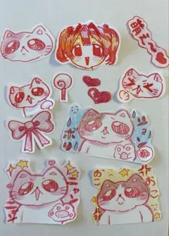 スマホのケースに挟めるイラスト12枚セット